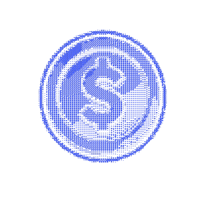 A dotted blue coin with a dollar sign, representing digital financial transactions
